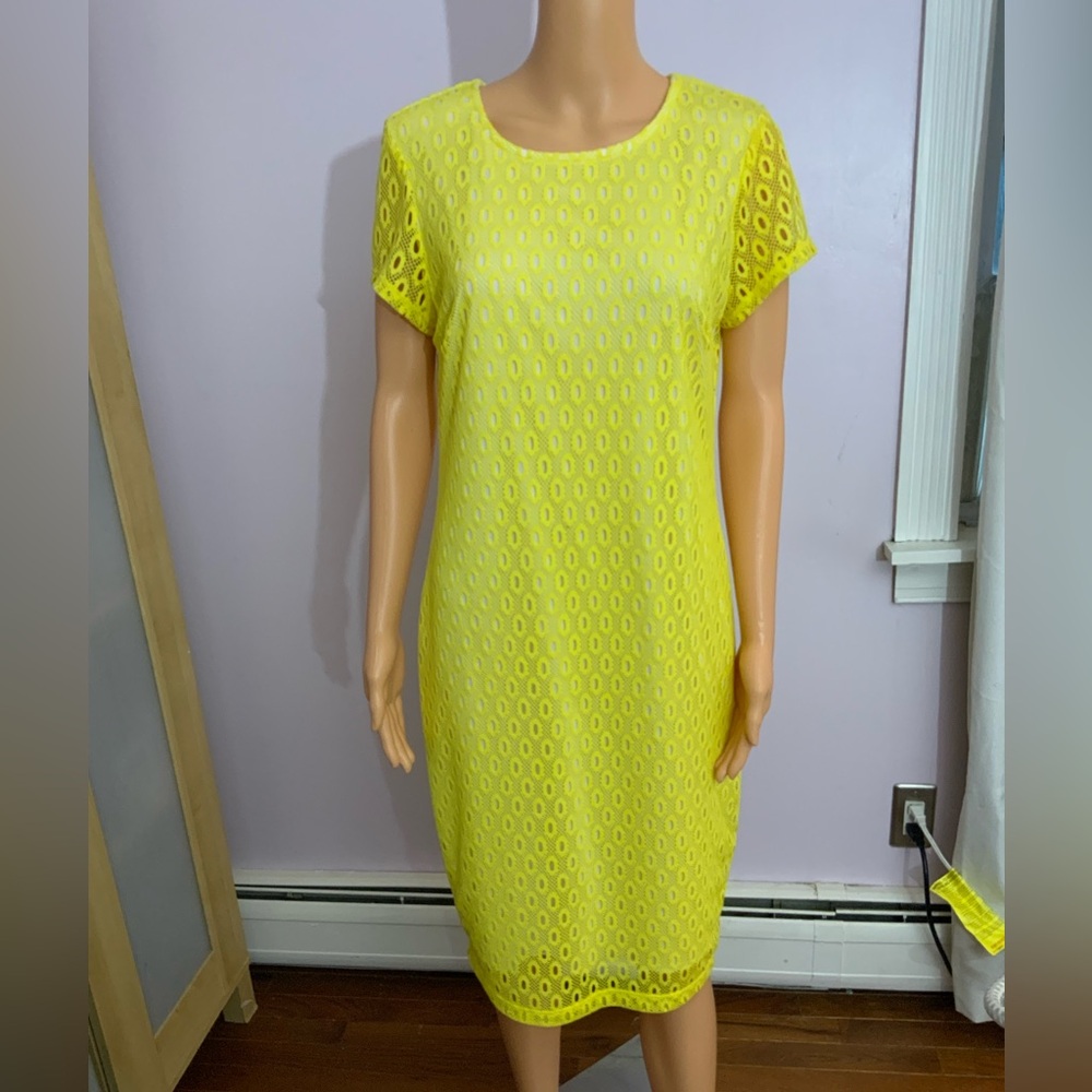 Bisou Bisou Yellow Eyelet Dress